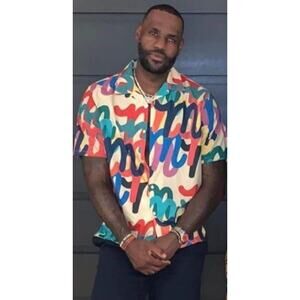 Mifland Cabana Shirt White Multi Colored Sz S/M